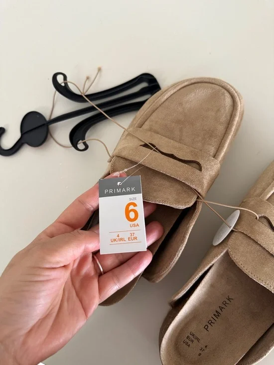 Primark Women's Sand Suede Mules Loafer Viral Clogs in Tan - Picture 8 of 8